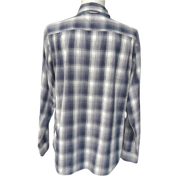 Columbia SZ M Plaid Men's Button Up Cotton Shirt Blue, White & Grey - Picture 2 of 14